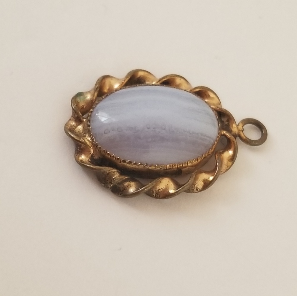 Gold Tone Blue and White stone Necklace Charm - Picture 2 of 8